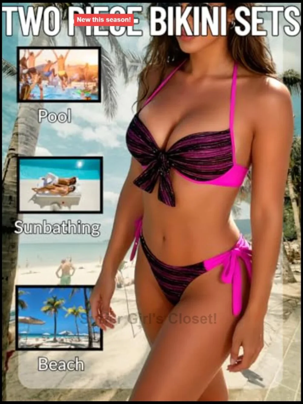 Push Up Bikini Set, Halter String High Cut, Underwire Cheeky, 2 Piece Swimwear